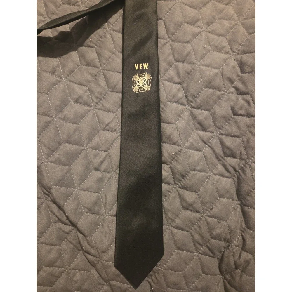 VFW Veterans of Foreign Wars Mens Black Tie Logo Necktie 100% Polyester